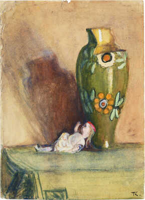 Козулина Татьяна Сергеевна. Натюрморт с зеленой вазой и куклой